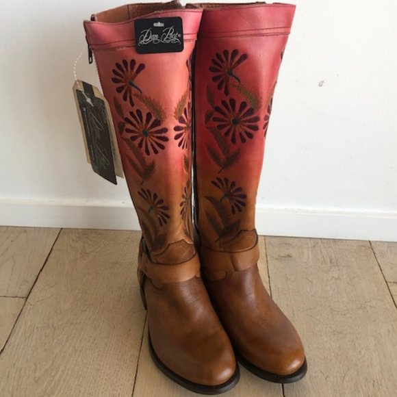 Dan Post embossed hand decorated tall leather boots. New in box from Sundance - Picture 7 of 9